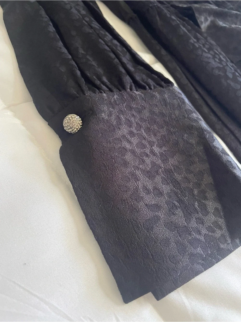 NWT kate spade Black Cropped Jumpsuit with Tie Waist tonal leopard pattern